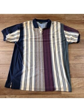 Vtg 90s Knights of Round Table Striped Polo Big 2X